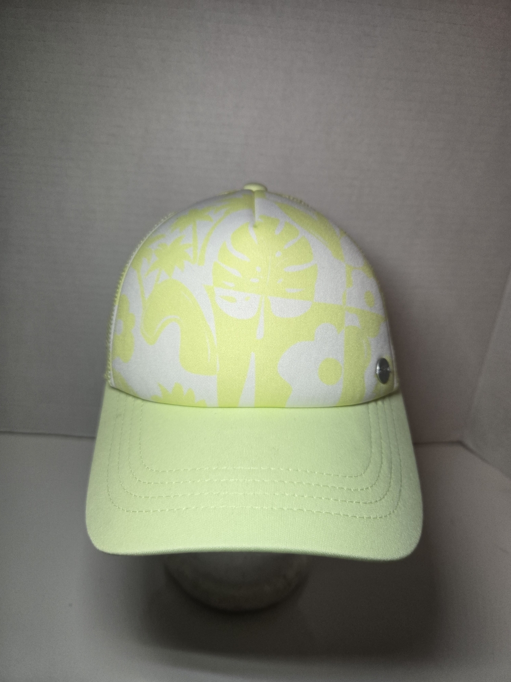 Wmns Neon Yellow Patterned Roxy Trucker Hat -